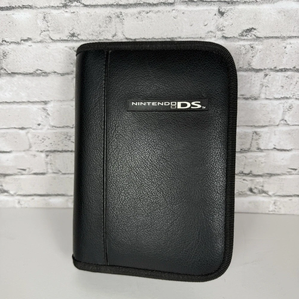 Nintendo DS Carry Travel Case Bi Fold Black Faux Leather